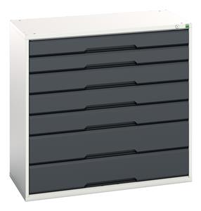 verso drawer cabinet with 7 drawers. WxDxH: 1050x550x1000mm. RAL 7035/5010 or selected Bott Verso Drawer Cabinets1050 x 550  Tool Storage for garages and workshops